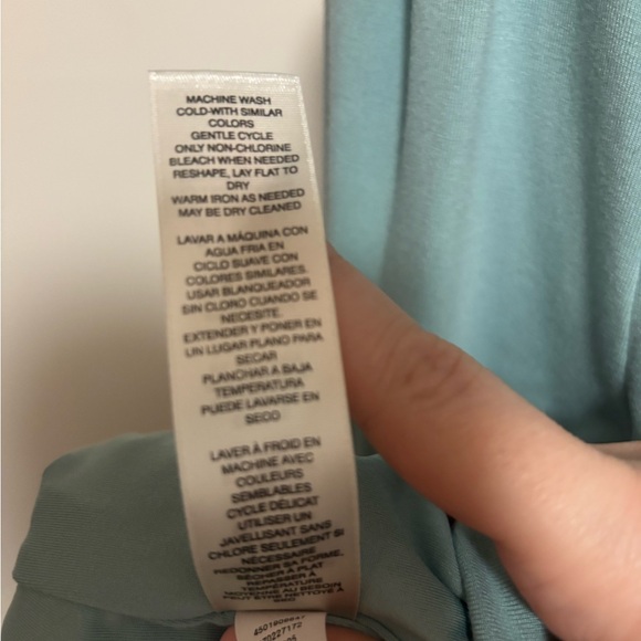 EUC White House Black Market mint green Short Sleeve Scoop Neck lined Tee - Picture 4 of 5